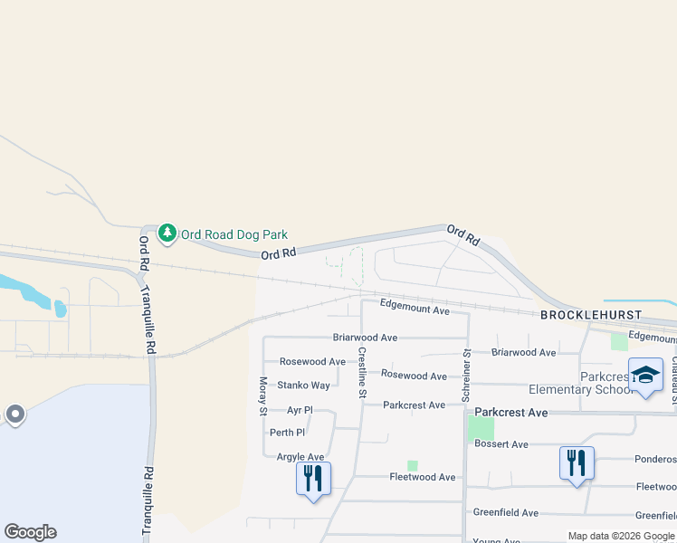 map of restaurants, bars, coffee shops, grocery stores, and more near 2592 Crestline Street in Kamloops