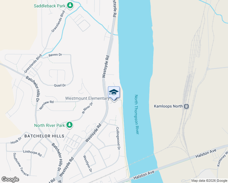 map of restaurants, bars, coffee shops, grocery stores, and more near 1864 Dickenson Road in Kamloops
