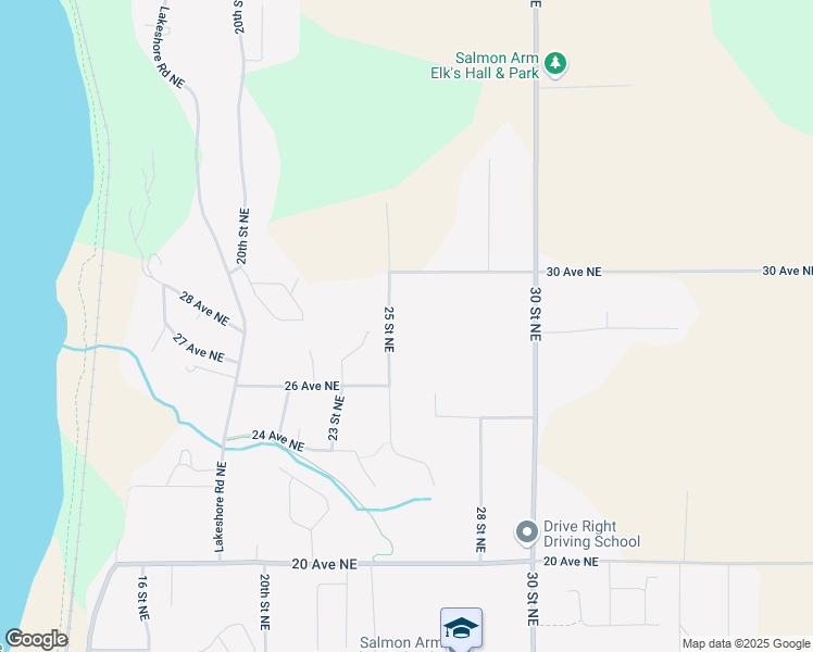 map of restaurants, bars, coffee shops, grocery stores, and more near 2830 25 Street Northeast in Salmon Arm