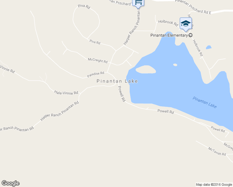 map of restaurants, bars, coffee shops, grocery stores, and more near 3024 Powell Road in Pinantan Lake