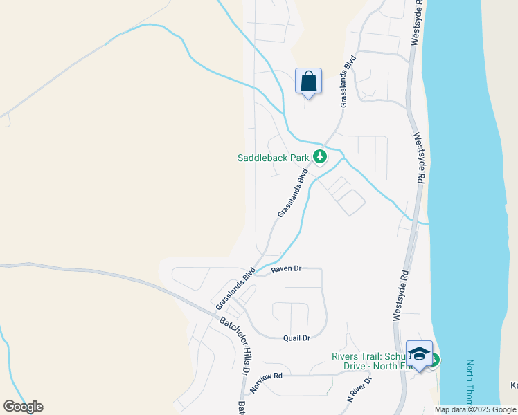 map of restaurants, bars, coffee shops, grocery stores, and more near 2028 Saddleback Drive in Kamloops