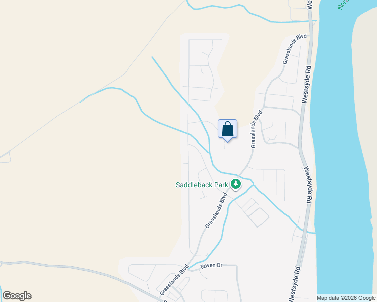 map of restaurants, bars, coffee shops, grocery stores, and more near Saddleback Drive in Kamloops
