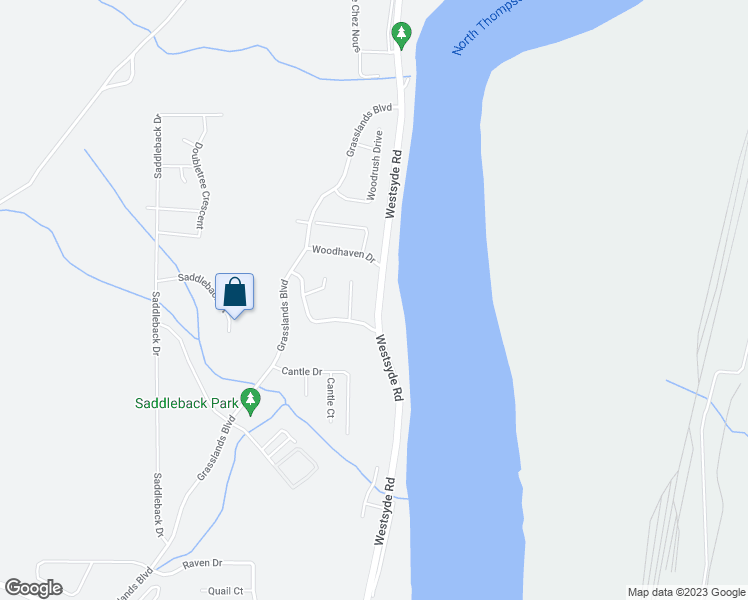 map of restaurants, bars, coffee shops, grocery stores, and more near 2160 Westsyde Road in Kamloops