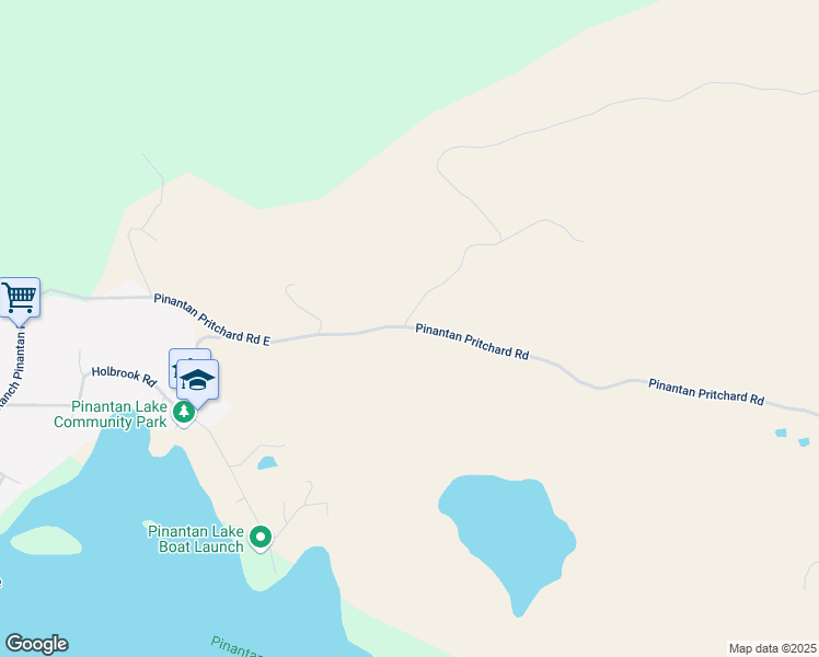map of restaurants, bars, coffee shops, grocery stores, and more near 2985 Pinantan Pritchard Road in Pinantan Lake