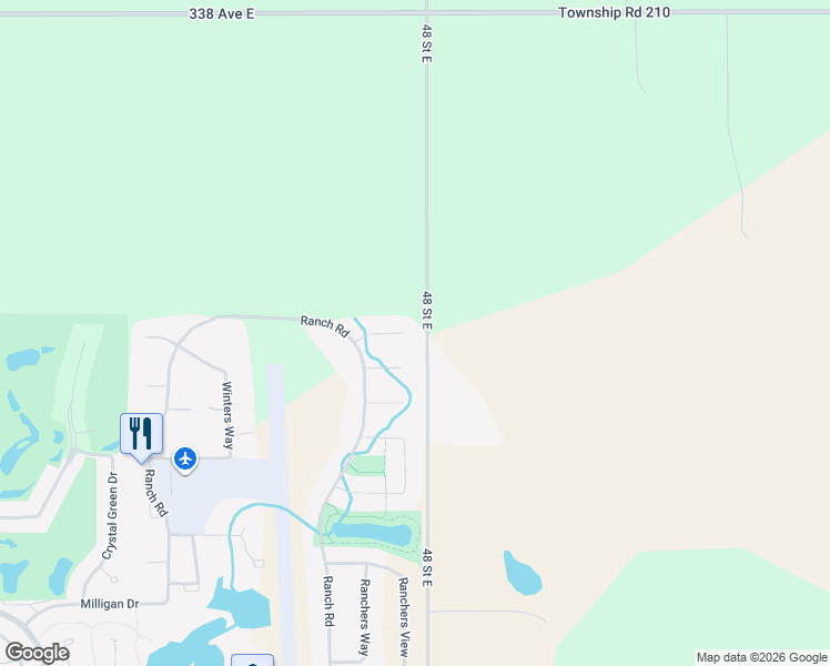 map of restaurants, bars, coffee shops, grocery stores, and more near 20 Ranchers Green in Okotoks