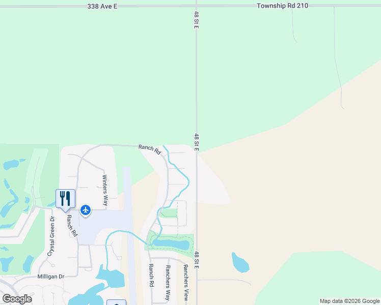 map of restaurants, bars, coffee shops, grocery stores, and more near 20 Ranchers Green in Okotoks