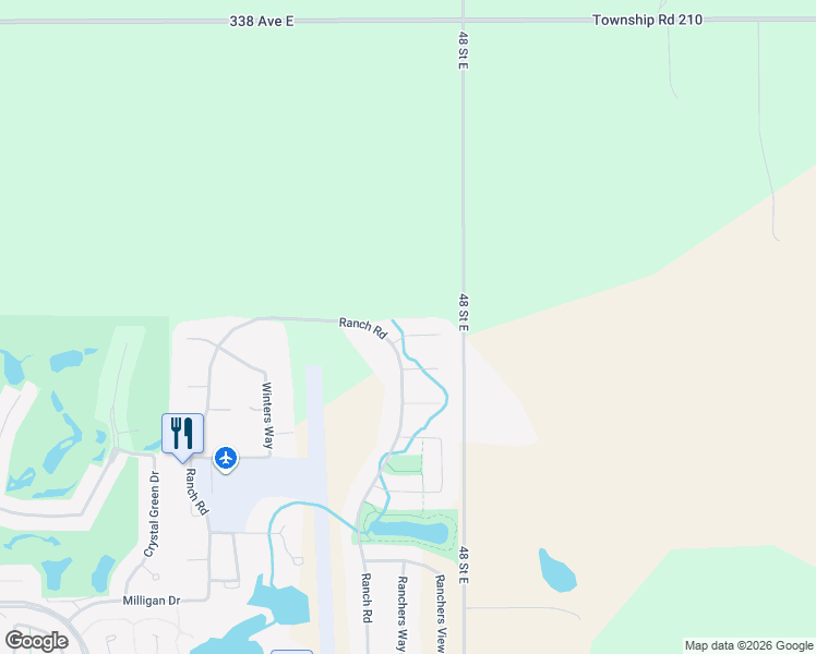 map of restaurants, bars, coffee shops, grocery stores, and more near 36 Ranchers Green in Okotoks