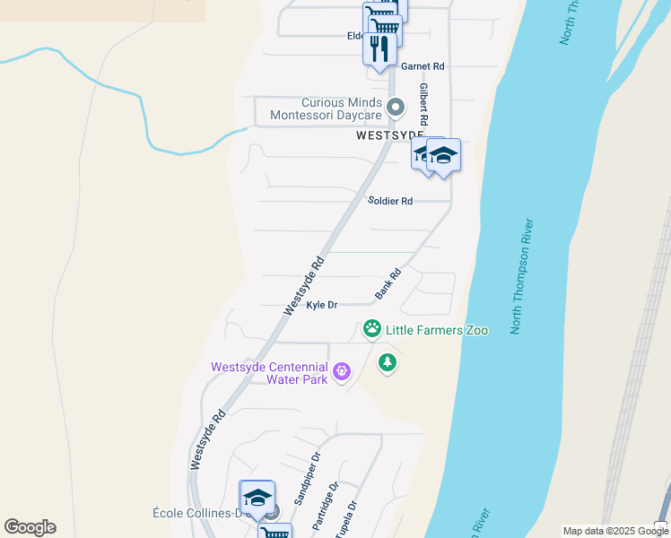map of restaurants, bars, coffee shops, grocery stores, and more near 780 Morven Drive in Kamloops