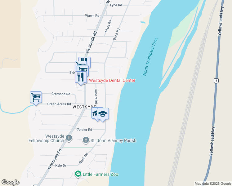 map of restaurants, bars, coffee shops, grocery stores, and more near 661 Pinewynd Place in Kamloops
