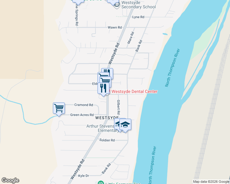 map of restaurants, bars, coffee shops, grocery stores, and more near 740 Garnet Road in Kamloops