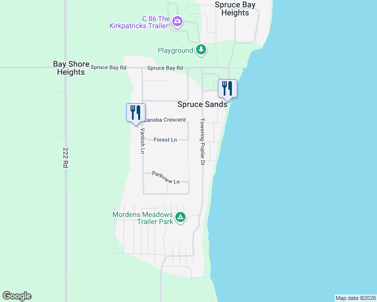 map of restaurants, bars, coffee shops, grocery stores, and more near Canoba Crescent in Arnes