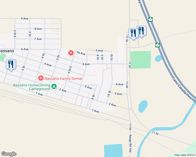 map of restaurants, bars, coffee shops, grocery stores, and more near 833 4 Avenue in Bassano