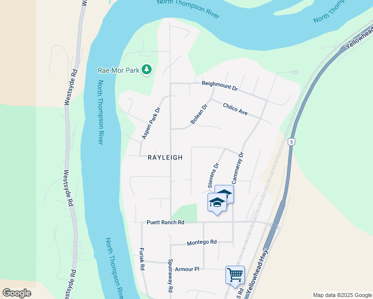 map of restaurants, bars, coffee shops, grocery stores, and more near 242 Chetwynd Drive in Kamloops