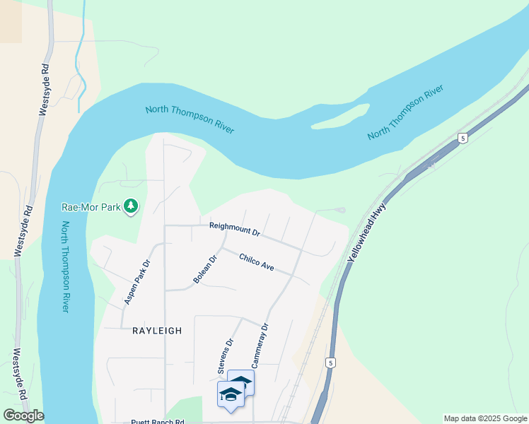 map of restaurants, bars, coffee shops, grocery stores, and more near 4965 Mason Place in Kamloops