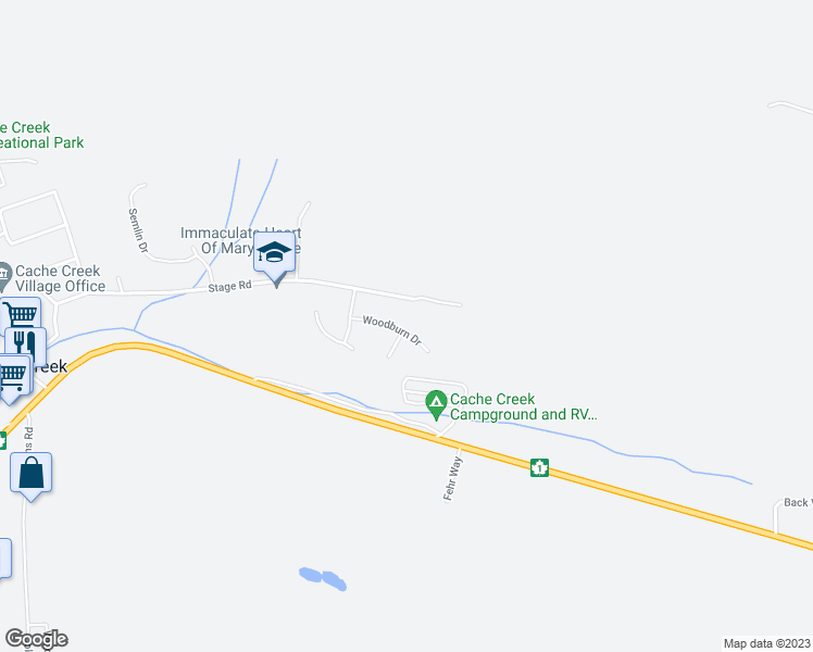 map of restaurants, bars, coffee shops, grocery stores, and more near 1655 Woodburn Drive in Cache Creek