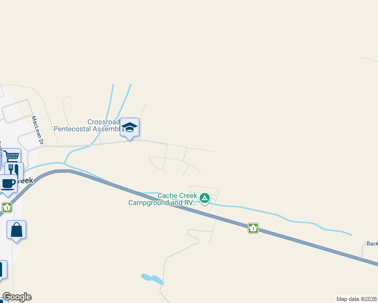 map of restaurants, bars, coffee shops, grocery stores, and more near 1655 Woodburn Drive in Cache Creek