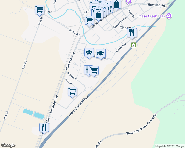 map of restaurants, bars, coffee shops, grocery stores, and more near 221 Shepherd Road in Chase