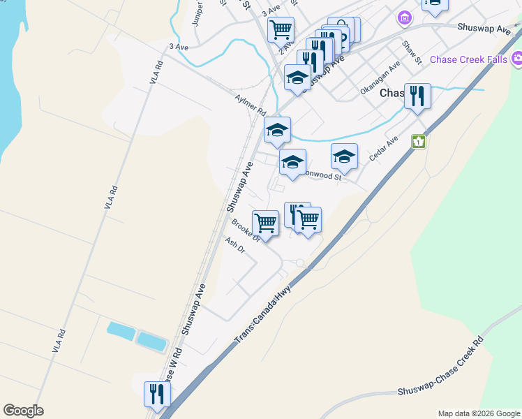 map of restaurants, bars, coffee shops, grocery stores, and more near 221 Shepherd Road in Chase