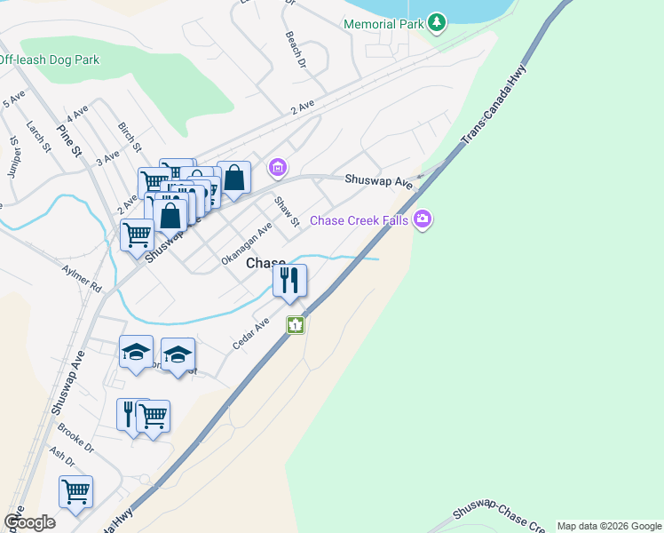 map of restaurants, bars, coffee shops, grocery stores, and more near 1013 Paquette Road in Chase