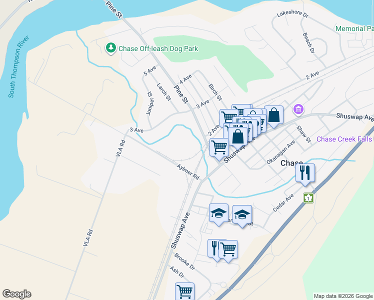 map of restaurants, bars, coffee shops, grocery stores, and more near 105-115 Aylmer Road in Chase