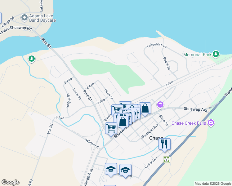 map of restaurants, bars, coffee shops, grocery stores, and more near 234 Aspen Drive in Chase