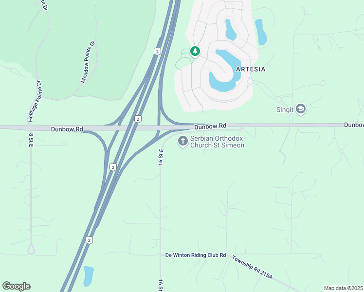 map of restaurants, bars, coffee shops, grocery stores, and more near De Winton Riding Club Road in De Winton
