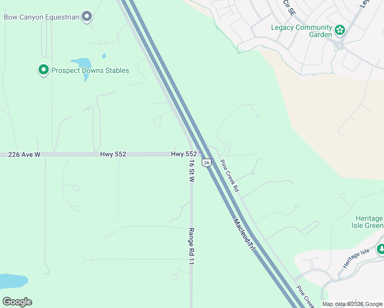 map of restaurants, bars, coffee shops, grocery stores, and more near 1100 226 Avenue West in De Winton
