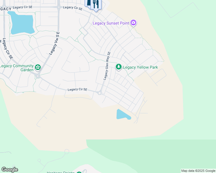 map of restaurants, bars, coffee shops, grocery stores, and more near Legacy Glen Way SE in Calgary