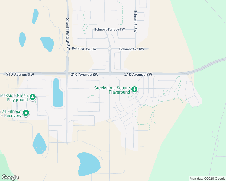 map of restaurants, bars, coffee shops, grocery stores, and more near 135-423 210 Ave Southeast in De Winton