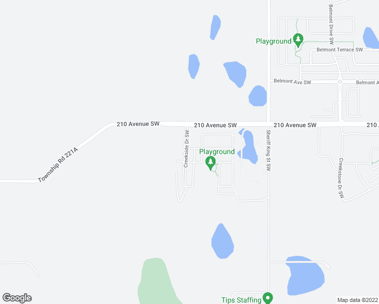map of restaurants, bars, coffee shops, grocery stores, and more near 112 Creekside Drive Southwest in Calgary
