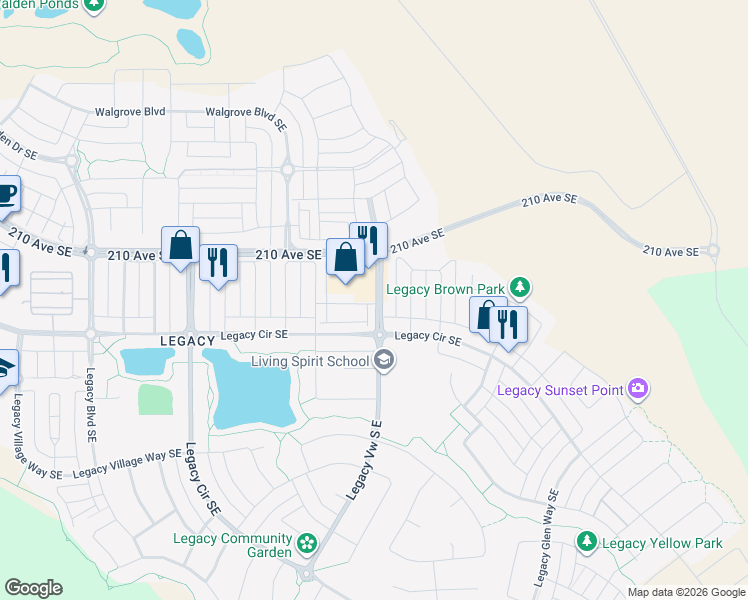 map of restaurants, bars, coffee shops, grocery stores, and more near 68 Legacy View Southeast in De Winton