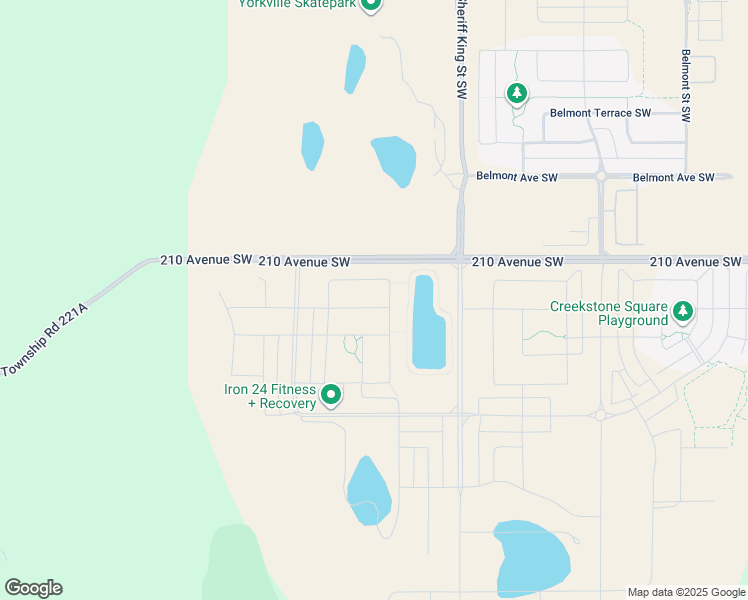 map of restaurants, bars, coffee shops, grocery stores, and more near 76 Creekside Green Southwest in Calgary