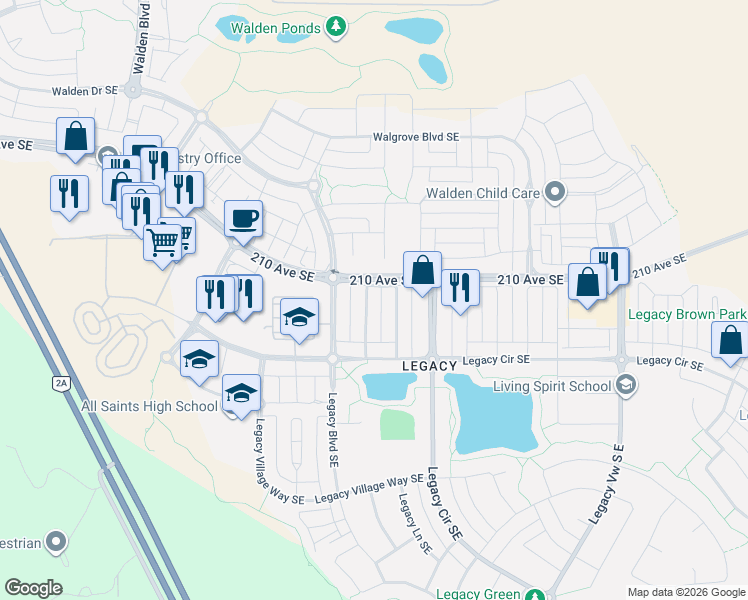 map of restaurants, bars, coffee shops, grocery stores, and more near in Calgary