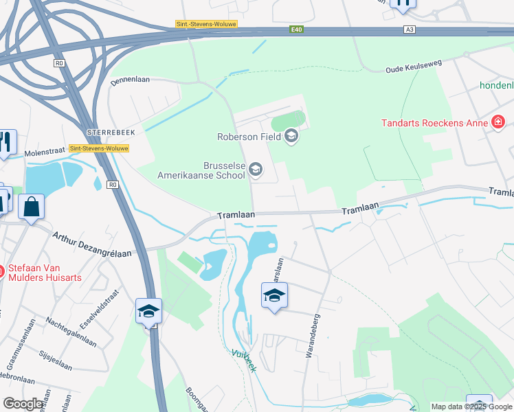 map of restaurants, bars, coffee shops, grocery stores, and more near 1 J.F. Kennedylaan in Zaventem