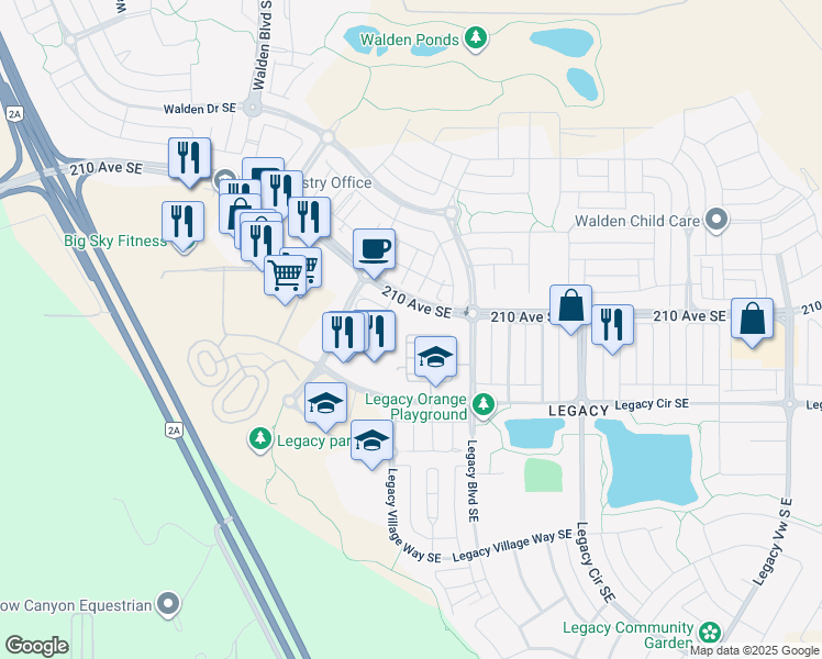 map of restaurants, bars, coffee shops, grocery stores, and more near in Calgary