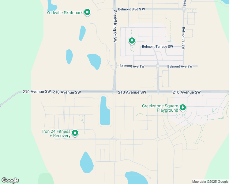 map of restaurants, bars, coffee shops, grocery stores, and more near 22111 Sheriff King Street Southwest in De Winton