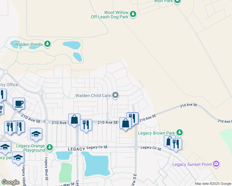 map of restaurants, bars, coffee shops, grocery stores, and more near 195 Walcrest Way Southeast in De Winton