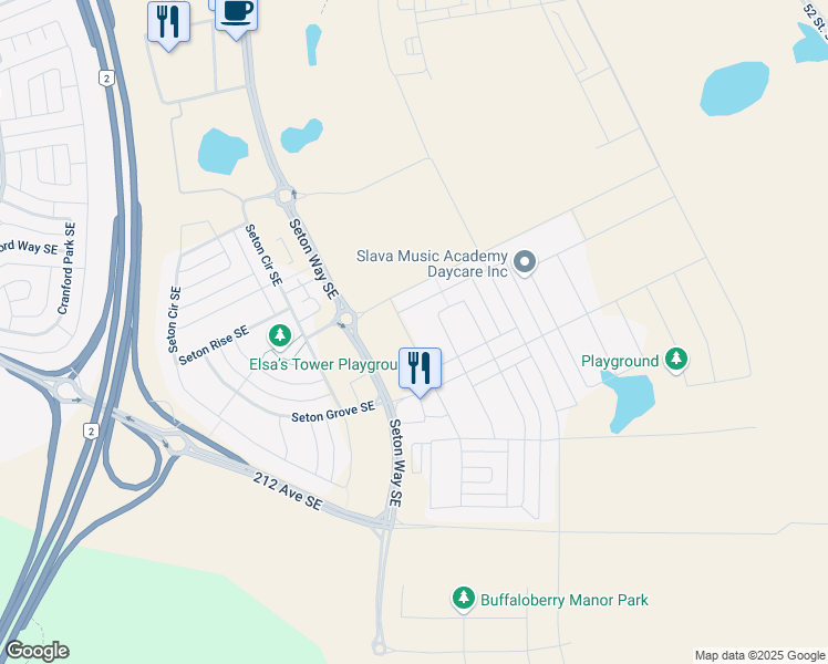map of restaurants, bars, coffee shops, grocery stores, and more near Queen Elizabeth II Highway in Calgary