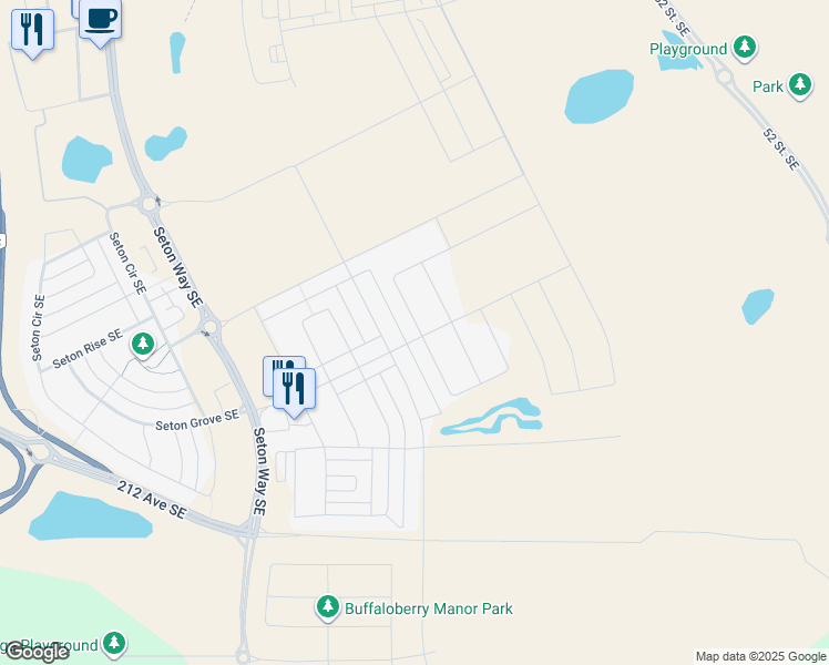 map of restaurants, bars, coffee shops, grocery stores, and more near 20612 Main Street Southeast in Calgary