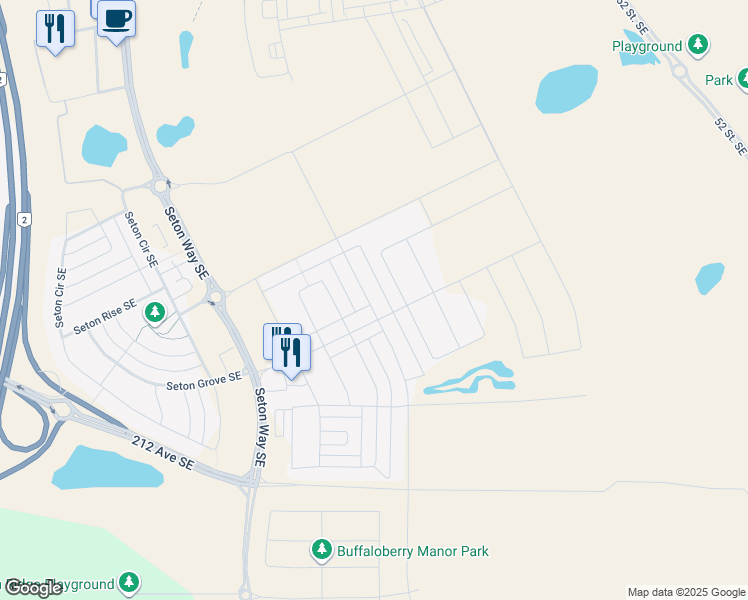 map of restaurants, bars, coffee shops, grocery stores, and more near 20612 Main Street Southeast in Calgary
