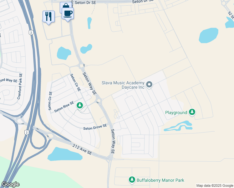 map of restaurants, bars, coffee shops, grocery stores, and more near 193 Union Avenue SE in Calgary