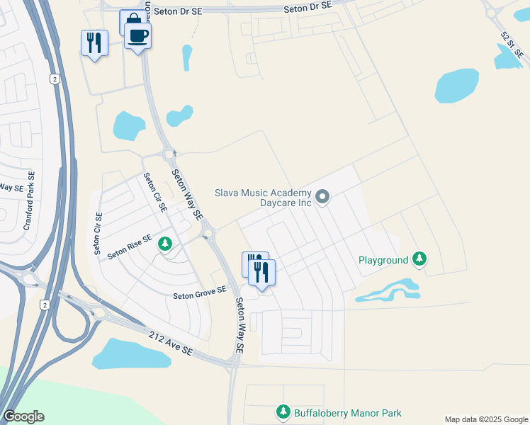 map of restaurants, bars, coffee shops, grocery stores, and more near 193 Union Avenue SE in Calgary