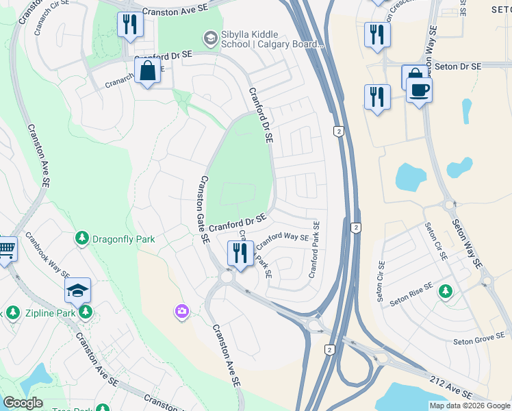map of restaurants, bars, coffee shops, grocery stores, and more near in Calgary