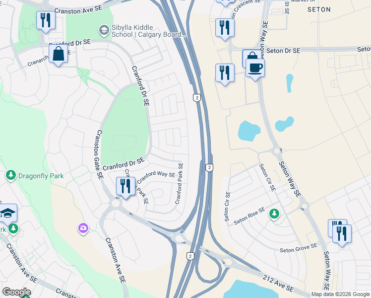 map of restaurants, bars, coffee shops, grocery stores, and more near in Calgary