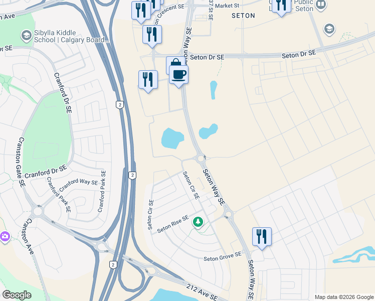 map of restaurants, bars, coffee shops, grocery stores, and more near in Calgary