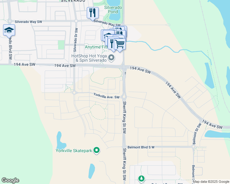 map of restaurants, bars, coffee shops, grocery stores, and more near 40 Yorkville Avenue Southwest in Calgary