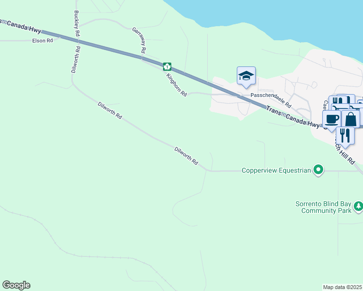 map of restaurants, bars, coffee shops, grocery stores, and more near 1043 Dilworth Road in Sorrento