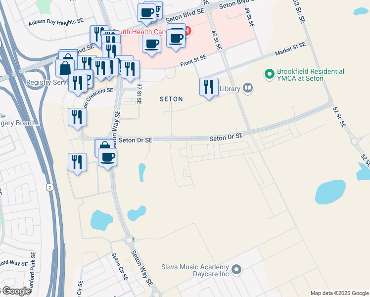 map of restaurants, bars, coffee shops, grocery stores, and more near in Calgary