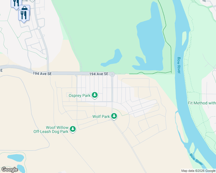 map of restaurants, bars, coffee shops, grocery stores, and more near in Calgary