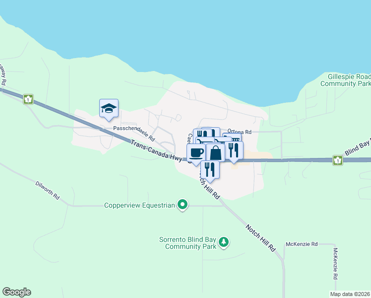 map of restaurants, bars, coffee shops, grocery stores, and more near 1188 Trans-Canada Highway in Sorrento